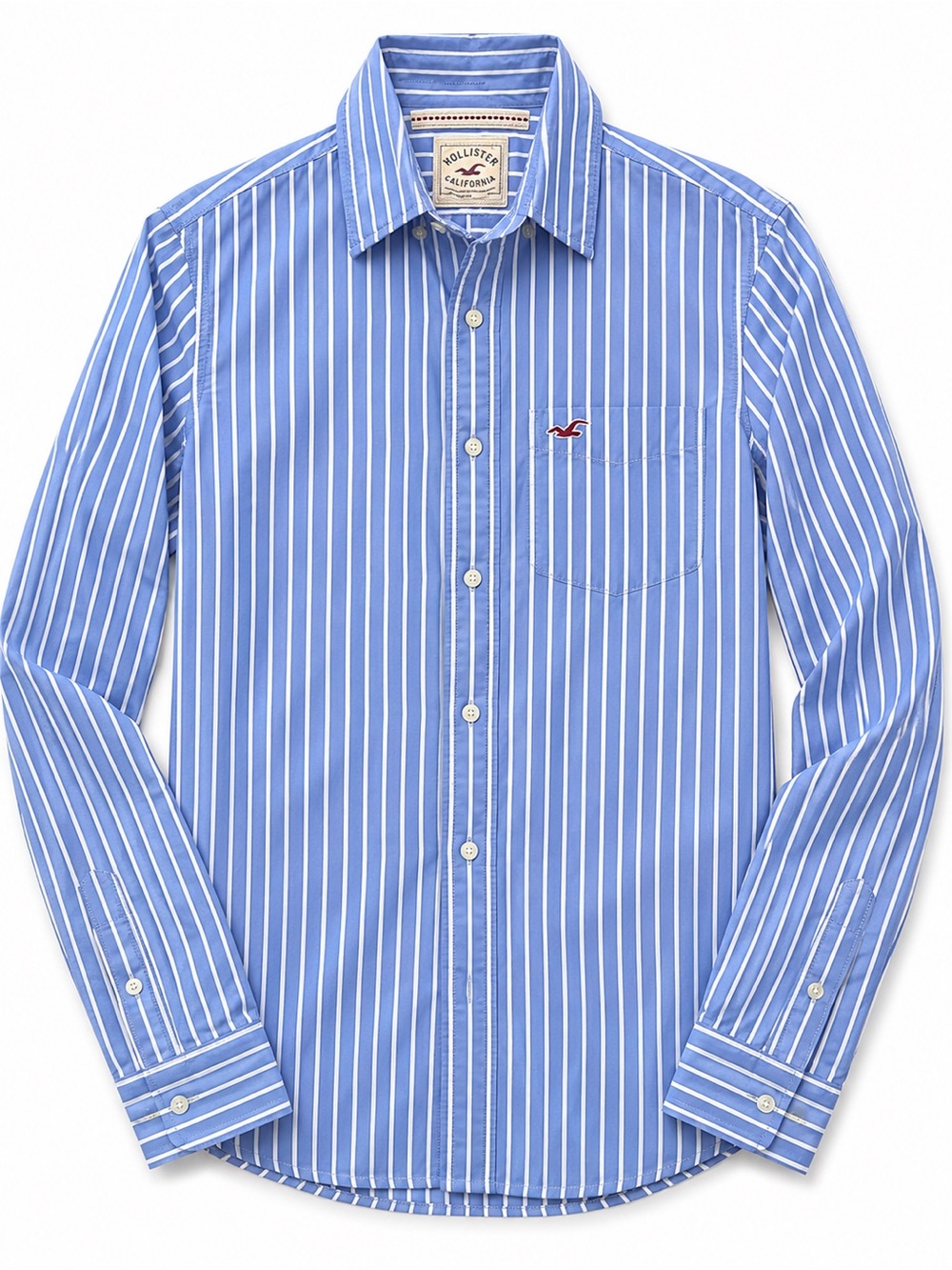 Hollister Blue Stripe Long-Sleeve Button-Down Shirt